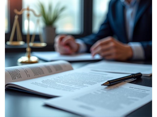 Teisininkas arba finansų ekspertas, studijuojantis mokesčių kodeksą ir juridinius dokumentus, su teisingumo svarstyklėmis fone.
