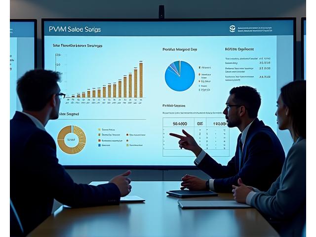 Verslininkai, analizuojantys finansinius duomenis, su diagramomis, iliustruojančiomis PVM sutaupymus ir optimizavimą.