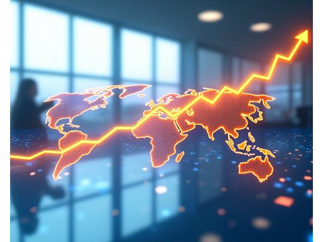 Startuolio augimo etapas su didelėmis rodyklėmis aukštyn ir pasaulio žemėlapiu iliustracija